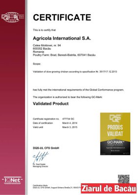 Validated Product Certificate SAMPLE