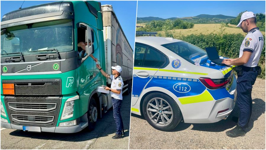 Amend&#259; de 3.000 de lei pentru un &#537;ofer prins b&#259;ut la volanul unui camion